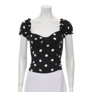 REFORMATION Jewel Top in Black and White Polka Dot